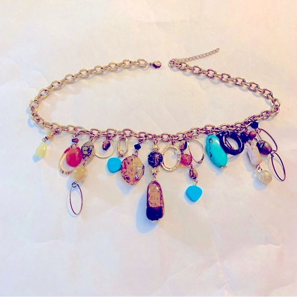 Women’s Statement Necklace Gold-tone Colorful Party Date Night Church Office - Picture 2 of 12